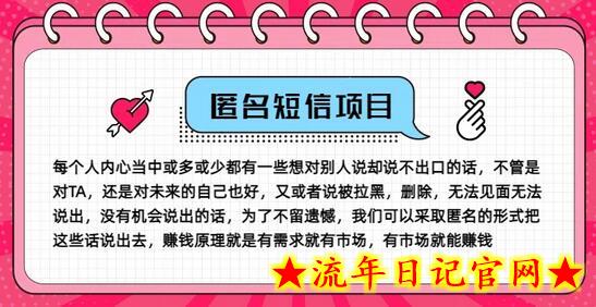 冷门小众赚钱项目，匿名短信，玩转信息差，月入五位数-流年日记