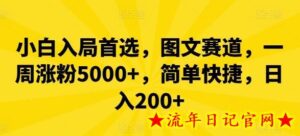 小白入局首选，图文赛道，一周涨粉5000+，简单快捷，日入200+-流年日记