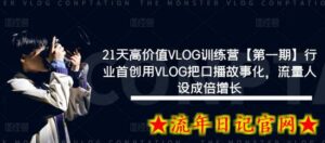 21天高价值VLOG训练营【第一期】行业首创用VLOG把口播故事化,流量人设成倍增长-流年日记