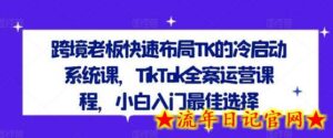 跨境老板快速布局TK的冷启动系统课,TikTok全案运营课程,小白入门最佳选择-流年日记