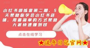 小红书训练营第二期,5天帮助你学会小红书店铺,用最简单的方式帮助大家快速赚到钱-流年日记