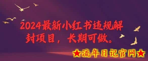 2024最新小红书违规解封项目，长期可做，一个可以做到退休的项目-流年日记