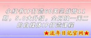 小红书IP打造60天实战营11期,5.0大升级,全网独一无二的自媒体IP打造课程-流年日记