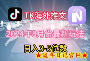 TikTok海外推文8月最新玩法,单日3-5位数,赚老美的钱-流年日记