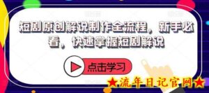 短剧原创解说制作全流程,新手必看,快速掌握短剧解说-流年日记