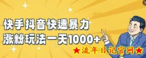 快手抖音快速暴力涨粉玩法,新手小白也能学会,一天1k+-流年日记
