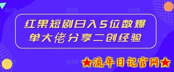 红果短剧日入5位数爆单大佬分享二创经验-流年日记