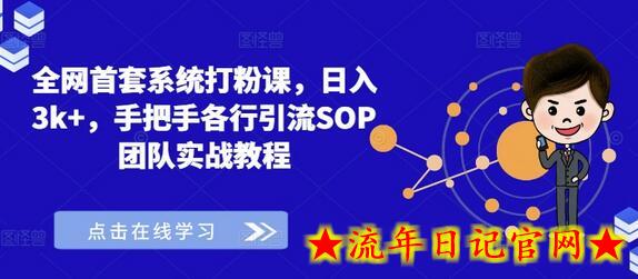 全网首套系统打粉课，日入3k+，手把手各行引流SOP团队实战教程-流年日记