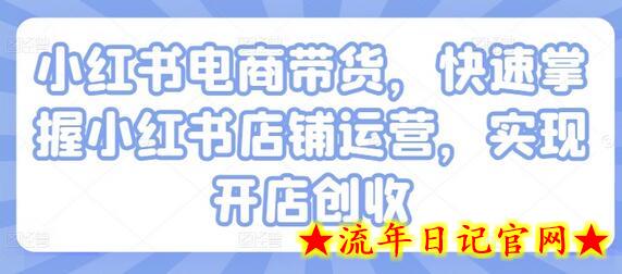 小红书电商带货，快速掌握小红书店铺运营，实现开店创收-流年日记