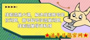 线索流量大课,解决线索账号定位问题,新号起号没流量问题,线索流量导进私域-流年日记