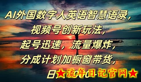 AI外国数字人英语智慧语录，视频号创新玩法，起号迅速，流量爆炸，日入1k+-流年日记