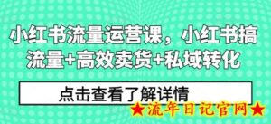 小红书流量运营课,小红书搞流量+高效卖货+私域转化-流年日记