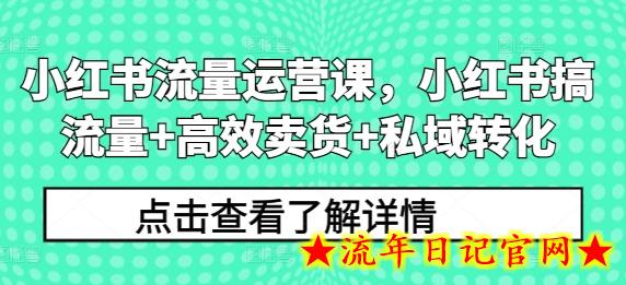 小红书流量运营课，小红书搞流量+高效卖货+私域转化-流年日记