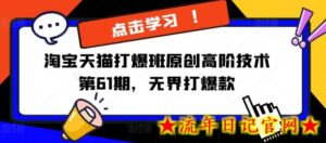 淘宝天猫打爆班原创高阶技术第61期,无界打爆款-流年日记
