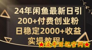 24年闲鱼最新日引200+付费创业粉日稳2000+收益,实操教程-流年日记