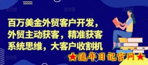 百万美金外贸客户开发,外贸主动获客,精准获客系统思维,大客户收割机-流年日记