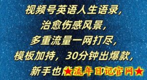 视频号英语人生语录，多重流量一网打尽，模板加持，30分钟出爆款，新手也能日入1000+-流年日记