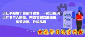 小红书超级个体创作者课,一站式解决小红书三大刚需,帮你实现资源链接,高效变现,升级品牌-流年日记