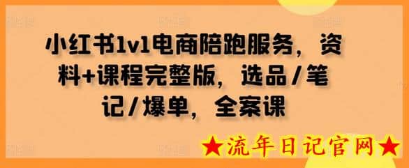 小红书1v1电商陪跑服务，资料+课程完整版，选品/笔记/爆单，全案课-流年日记