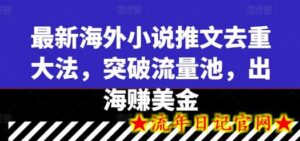 最新海外小说推文去重大法,突破流量池,出海赚美金-流年日记