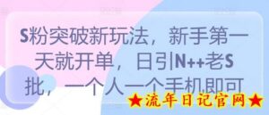 S粉突破新玩法,新手第一天就开单,日引N++老S批,一个人一个手机即可-流年日记