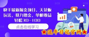 快手最新掘金项目,天花板玩法,暴力撸金,单机收益轻松30-100-流年日记