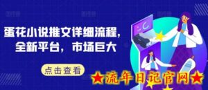 蛋花小说推文详细流程,全新平台,市场巨大-流年日记