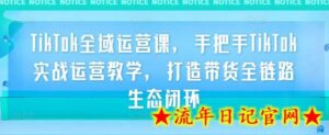 TikTok全域运营课,手把手TikTok实战运营教学,打造带货全链路生态闭环-流年日记