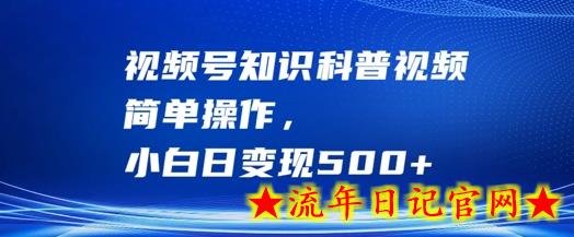 视频号知识科普视频，简单操作，小白日变现500+-流年日记