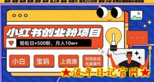 小红书创业粉项目日+500粉,每天20分钟躺赚长尾收益,无脑操作,宝妈,小白抓紧冲-流年日记