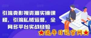 引流卖影视资源实操课程,引流私域运营,全网多平台实战经验-流年日记