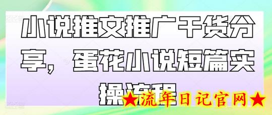 小说推文推广干货分享，蛋花小说短篇实操流程-流年日记