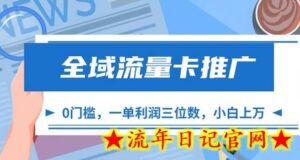 全域流量卡推广,一单利润三位数,0投入,小白轻松上万-流年日记