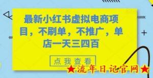 最新小红书虚拟电商项目,不刷单,不推广,单店一天三四百-流年日记