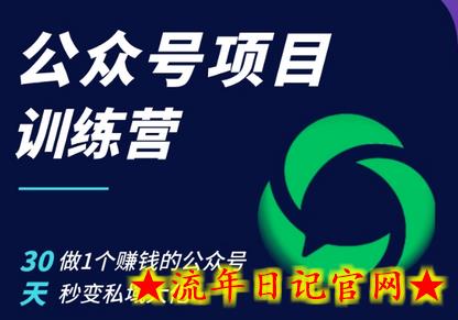 公众号项目训练营，30天做1个赚钱的公众号，秒变私域大佬-流年日记