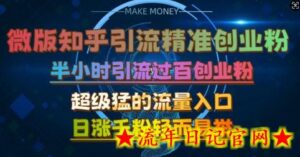 微版知乎引流创业粉，超级猛流量入口，半小时破百，日涨千粉轻而易举-流年日记