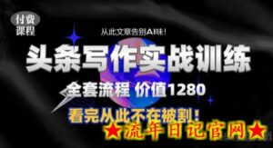 11月最新头条1280付费课程，手把手教你日入300+  教你写一篇没有“AI味的文章”，附赠独家指令-流年日记