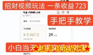 招财视频玩法，一条视频收益723，手把手教学，小白当天可上手-流年日记