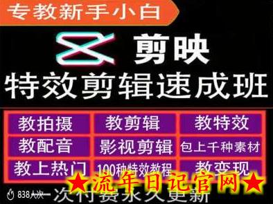 剪映特效教程和运营变现教程，特效剪辑速成班，专教新手小白-流年日记