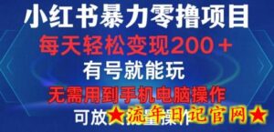 小红书暴力零撸项目,有号就能玩,单号每天变现1到15元,可放大批量操作,无需手机电脑操作-流年日记