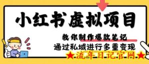 小红书虚拟项目实战,爆款笔记制作,矩阵放大玩法分享-流年日记