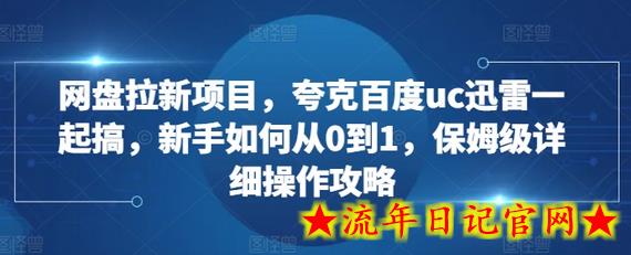 网盘拉新项目，夸克百度uc迅雷一起搞，新手如何从0到1，保姆级详细操作攻略-流年日记