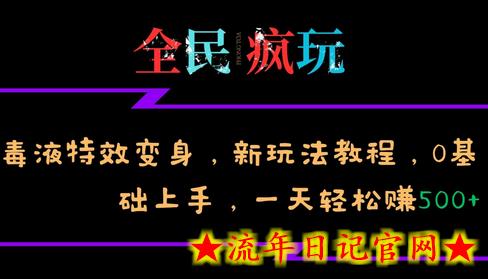 全民疯玩的毒液特效变身，新玩法教程，0基础上手，轻松日入500+-流年日记