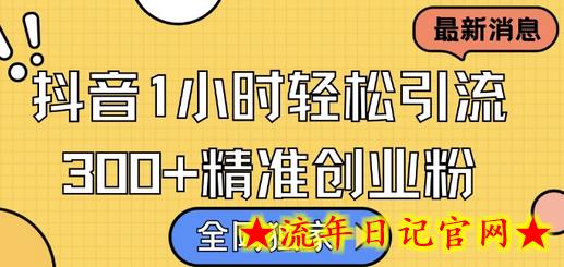 全网独家抖音引流，轻松日引300+精准创业粉-流年日记