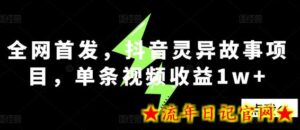 全网首发，抖音灵异故事项目，单条视频收益1w+-流年日记