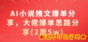 AI小说推文爆单分享,大佬爆单思路分享(2周5w)-流年日记