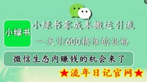 小绿书零成本搬运引流,一天引600精准创业粉,微信生态内赚钱的机会来了-流年日记