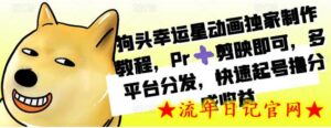 狗头幸运星动画独家制作教程，Pr+剪映即可，多平台分发，快速起号撸分成收益-流年日记