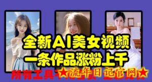 全新AI美女视频,一条作品涨粉上千,所有工具不用会员,全部免费-流年日记