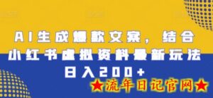 AI生成爆款文案,结合小红书虚拟资料最新玩法日入200+-流年日记